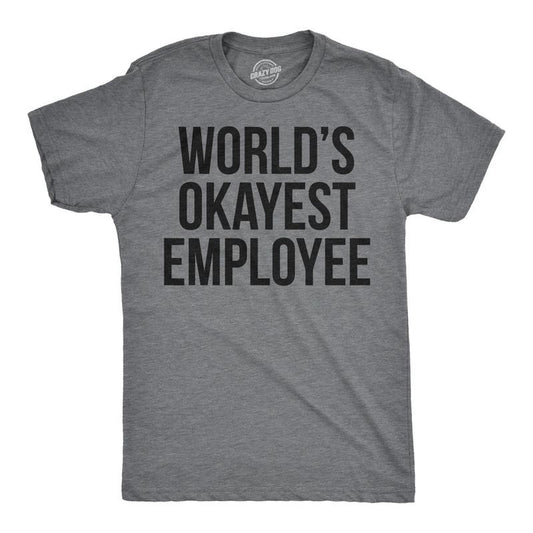 Mens Worlds Okayest Employee T Shirt Funny Sarcastic Office Manager Tee Mens Funny T Shirts Cool Tees Soft Stylish Casual...