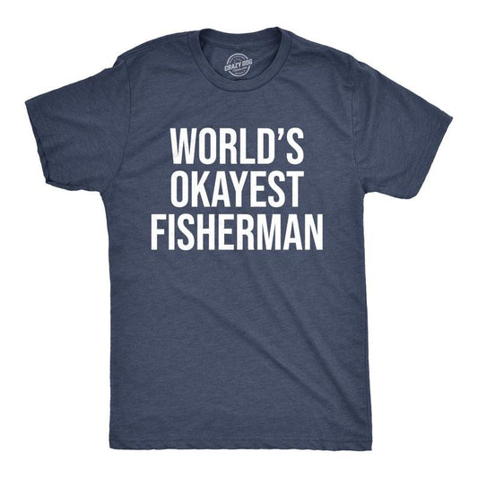 Mens Worlds Okayest Fisherman T Shirt Funny Fathers Day Fishing Tee Mens Funny T Shirts Cool Tees Soft Stylish Casual...