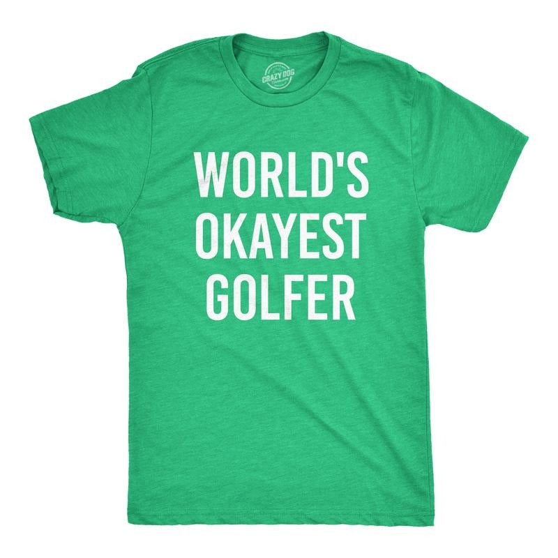 Mens Worlds Okayest Golfer T shirt Funny Golfing Gift for Him Hilarious Golf Tee Mens Funny T Shirts Cool Tees Soft...