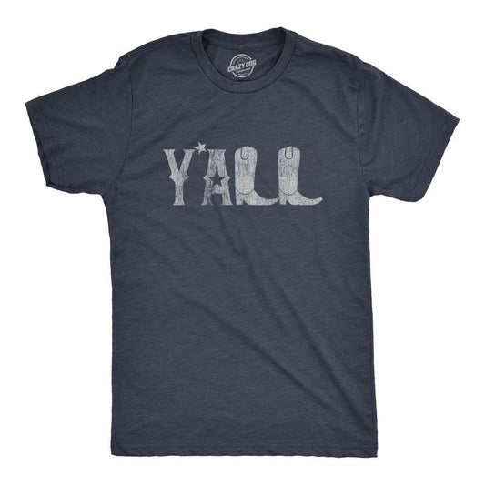 Mens Y'all Boots T Shirt Funny Country Cowboy Southern Graphic Novelty Tee Mens Funny T Shirts Cool Tees Soft Stylish...