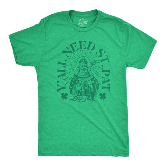 Mens Yall Need St Pat T Shirt Funny Saint Paddys Day Parade Lovers Tee for Guys Mens Funny T Shirts Cool Tees Soft...