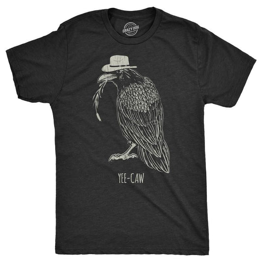 Mens Yee Caw T Shirt Funny Southern Crow Raven Joke Tee for Guys Mens Funny T Shirts Cool Tees Soft Stylish Casual...