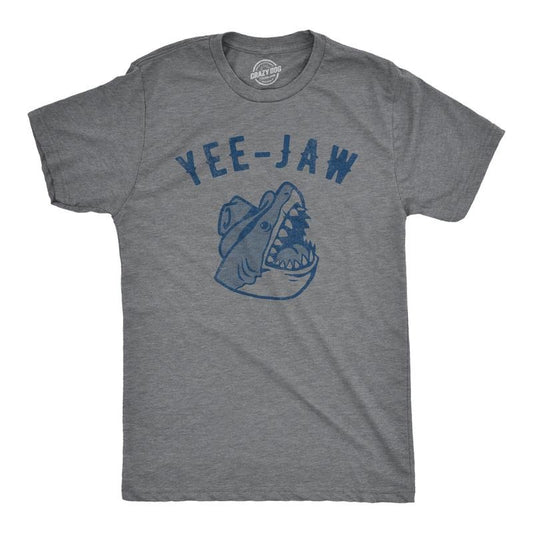 Mens Yee Jaw T Shirt Funny Southern Saying Shark Joke Tee For Guys Mens Funny T Shirts Cool Tees Soft Stylish Casual...