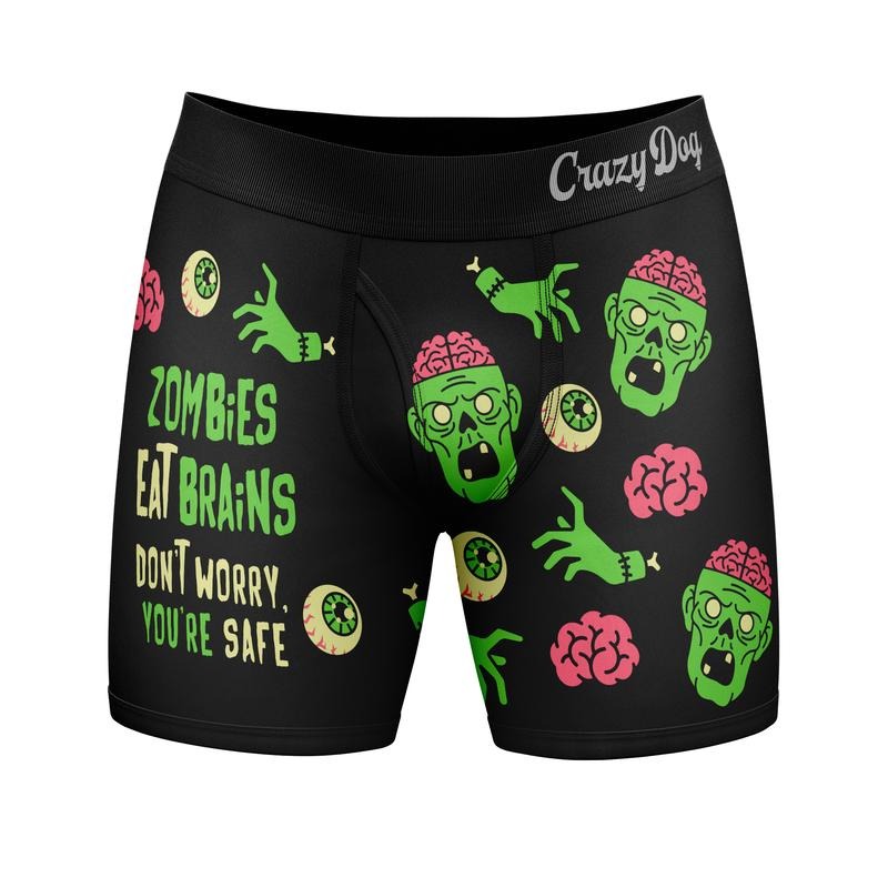 Mens Zombies Eat Brains Don't Worry You're Safe Boxer Briefs Funny Underwear for Guys Funny Graphic Boxers Dad Joke ...