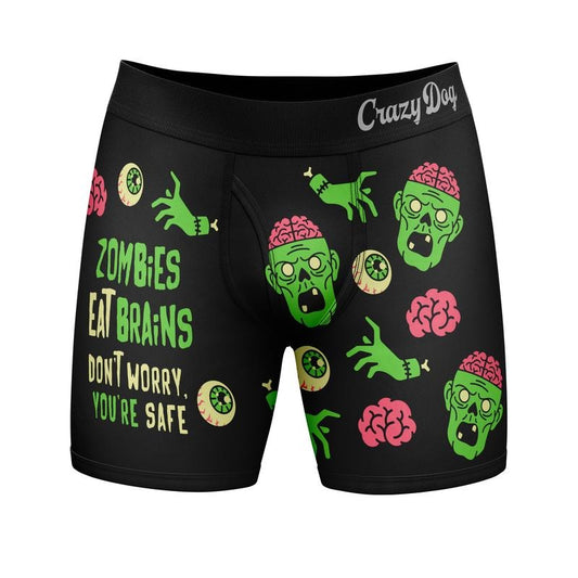 Mens Zombies Eat Brains Don't Worry You're Safe Boxer Briefs Funny Underwear for Guys Funny Graphic Boxers Dad Joke ...