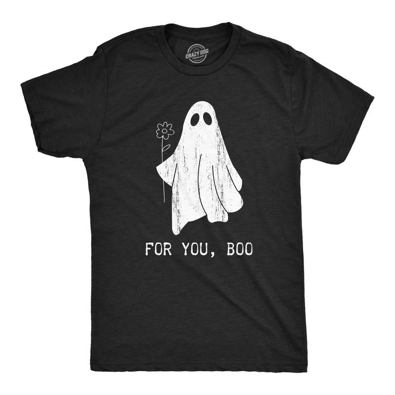 Mens for You Boo T Shirt Funny Halloween Bedsheet Ghost Flower Joke Tee for Guys Mens Funny T Shirts Cool Tees Soft...
