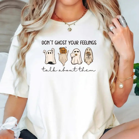 Mental Health Halloween Shirt, Don't Ghost Your Feelings, Mental Health Awareness, Halloween School Psychologist Shirt,...