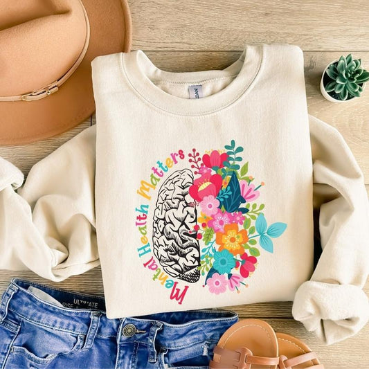 Mental Health Matters Awareness Sweatshirt, Inspirational Anxiety Motivational Therapist Psychologist Tee Hoodie