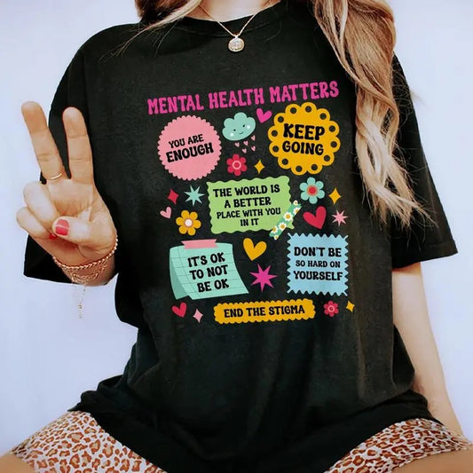 Mental Health Matters Shirt, Mental Health Awareness Tee, Inspirational Graphic Printed Short Sleeve Tee Shirt, Cotton...