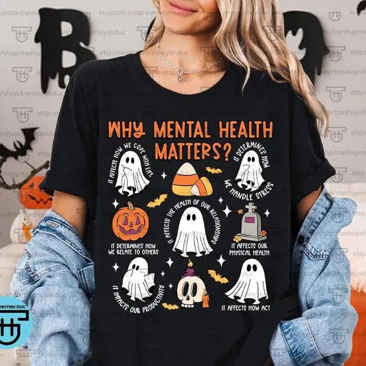 Mental Health Shirt Halloween Therapist School Counselor Halloween Shirt School Psychologist Teacher Funny Halloween...