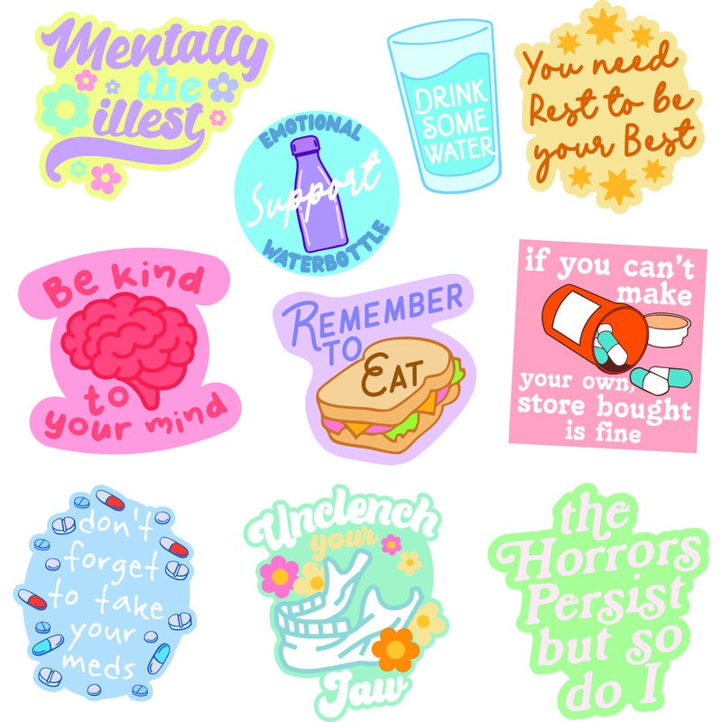 Mental Health Sticker Extra Large Stickers for Adults Funny Adhesives with Memes Funny Sarcastic  Multi T-Shirts, Hoodie,...