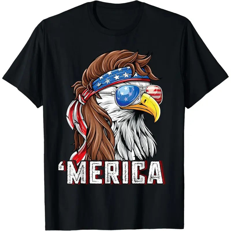 Merica USA American Flag Patriotic 4th of July Bald Eagle T-Shirt made in usa Hoodie, Sweatshirt | WearSparks.com