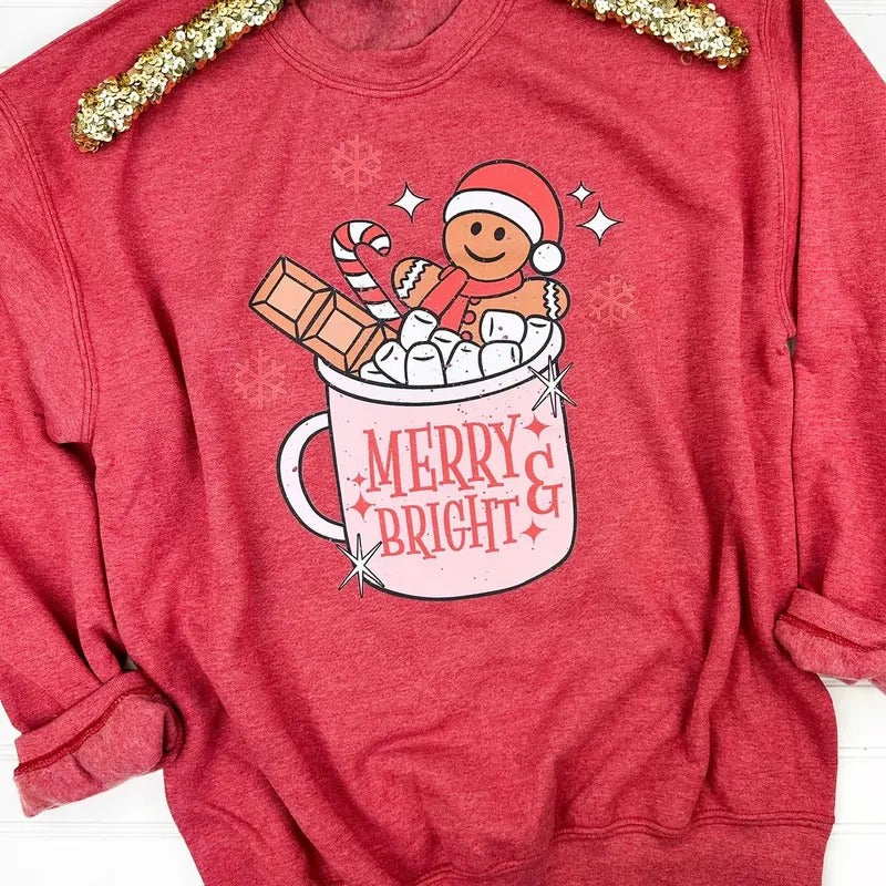 Merry & Bright Gingerbread Sweatshirt T-Shirts, Hoodie | WearSparks.com