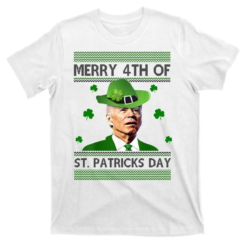 Merry 4th Of St Patrick's Day Funny Joe Biden 4th Of July Shirt