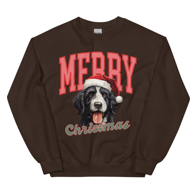 Merry Christmas Bernedoodle Sweatshirt, Christmas Dog, Festive Holiday Crewneck, Custom Sweatshirt T-Shirts, Hoodie