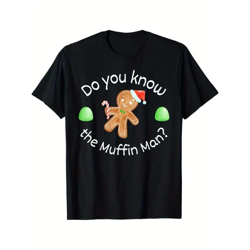 Merry Christmas Gingerbread: Do You Know the Muffin Man? T-Shirt, Black, 100% Cotton, Gift for Men Dad Friends, S-XXXL...