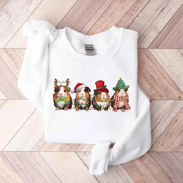 Merry Christmas Guinea Pig Family Sweatshirt, Cute Pigmas Christmas Family Sweatshirt T-Shirts, Hoodie | WearSparks.com