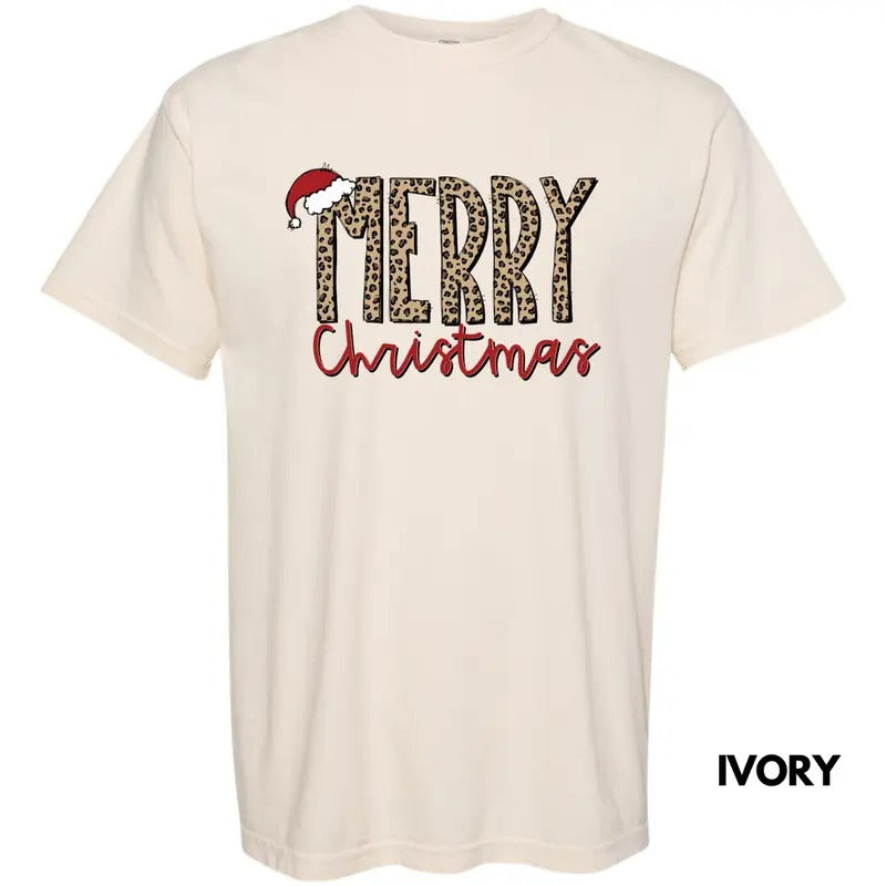 Merry Christmas Leopard Comfort Colors T-Shirt Hoodie, Sweatshirt | WearSparks.com