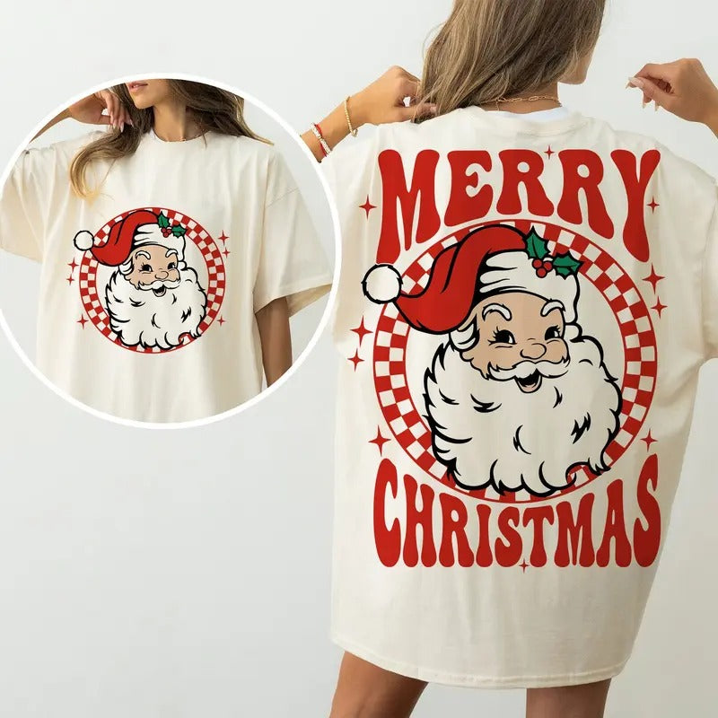 Merry Christmas Santa Claus Sweatshirt, Retro Santa Claus Tee Shirt, Retro Christmas Vibe Shirt, Santa Claus Xmas...