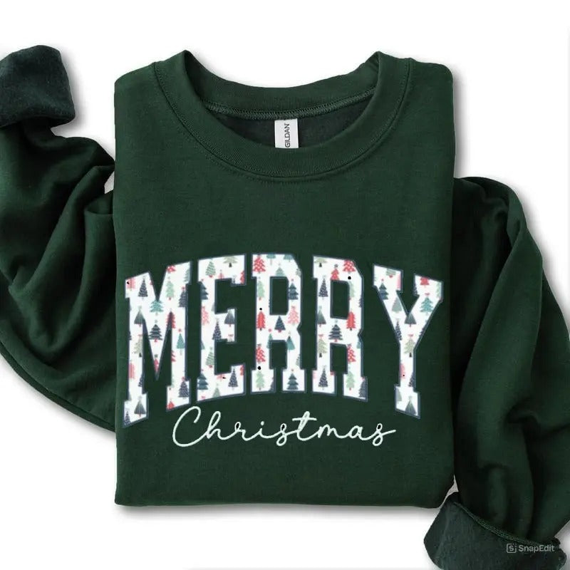 Merry Christmas Sweatshirt, Christmas Crewneck Women Holiday Sweatshirt, Cute Xmas Shirt, For Men, For Women Hoodie