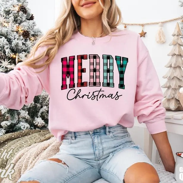 Merry Christmas Sweatshirt, Cute Buff@lo Plaid Sweater, Christmas Family Crewneck, Winter Holiday Sweater, Xmas Gift...