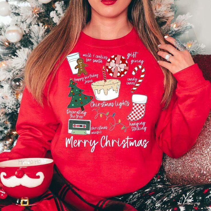 Merry Christmas Sweatshirt, Favorite Christmas Things Sweatshirt For Holiday Season, Christmas Vibes Sweatshirt, Xmas...