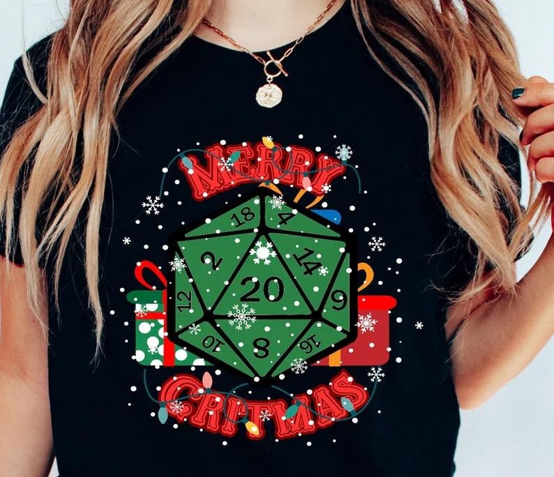 Merry Critmas DnD T-shirt | Dnd gift | Dungeons and Dragons present | rpg | dice | d20 Hoodie, Sweatshirt | WearSparks.com