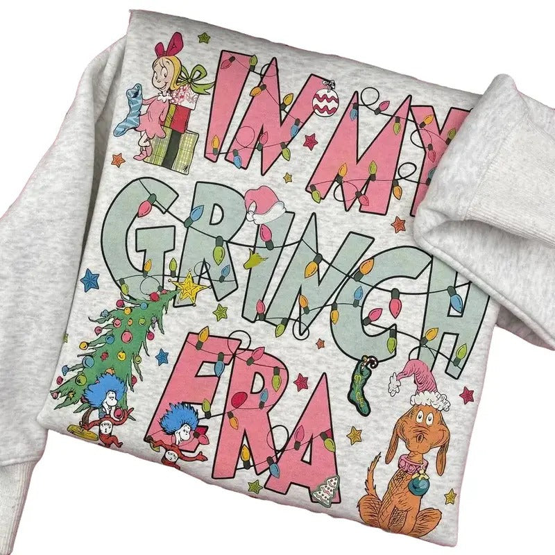 Merry Griinchmas Two Sided Sweatshirt, Christmas Party Tee, Trendy Xmas Sweater, Retro Sweatshirt, Winter Tee christmas...