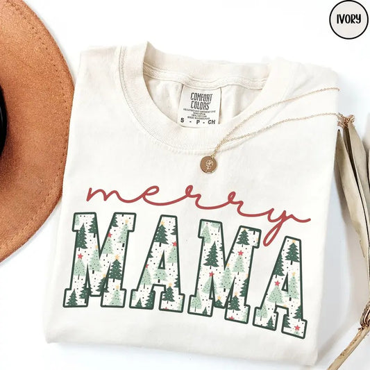 Merry Mama  Shirt, New Mom Christmas T-Shirt, Xmas Pregnancy Announcement, Very Merry Mother Tee, Cute Winter Gift for...