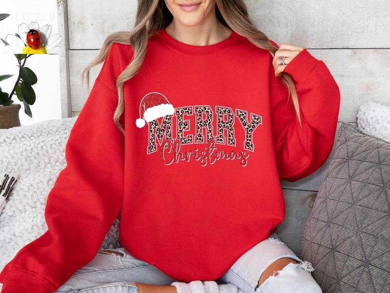 Merry Merry Christmas Sweatshirt, Girly Holiday Crewneck, Coquette Christmas Party Sweater, Women's Trendy Christmas...