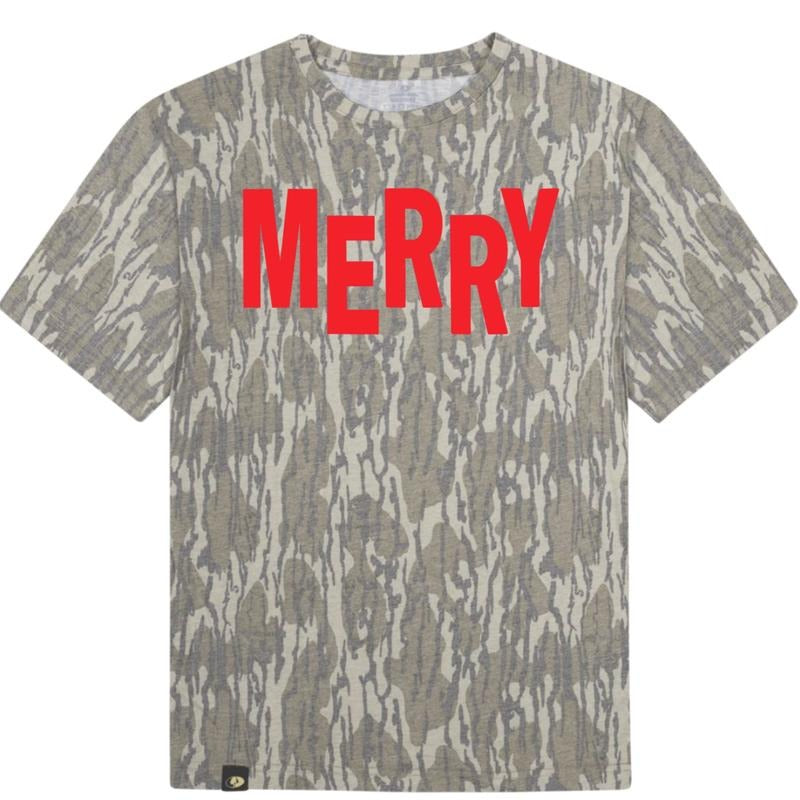 Merry Mossy Oak Camo Tee, Merry Bottomland T-Shirt Hoodie, Sweatshirt | WearSparks.com