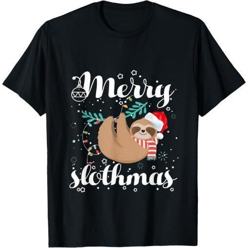 Merry Slothmas Christmas Pajama for Sloth Lovers T-Shirt Made in USA Hoodie, Sweatshirt | WearSparks.com