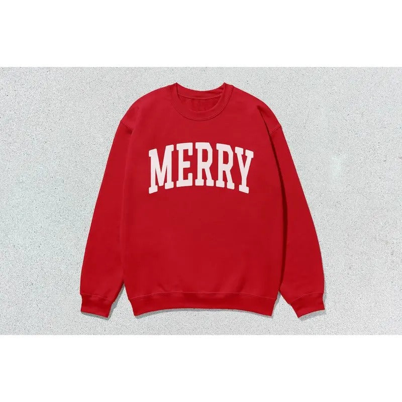 Merry Sweatshirt Collegiate Crewneck Sweater Unisex T-Shirts, Hoodie | WearSparks.com