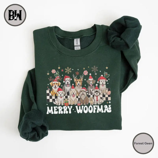 Merry Woofmas Sweatshirt, Xmas Dog Shirt, Dog Christmas Shirt, Christmas Dog Sweatshirt, Dog Mom Shirt, Dog Lover Gift,...