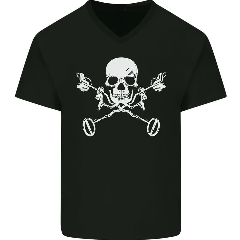 Metal Detector Skull Detecting Mens V-Neck Cotton T-Shirt Made in USA Hoodie, Sweatshirt | WearSparks.com