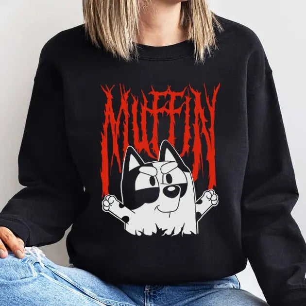 Metal Muffin Shirt, Bluey Muffin Metal Shirt, Muffin Sweatshirt, Bluey Shirt Sweatshirt, Blue Dog Hoodie, Women...