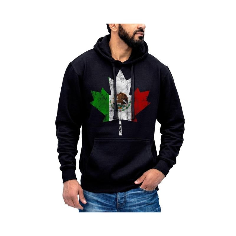 Mexican Canadian Maple Leaf Hoodie Sweatshirt Cotton Fabric T-Shirts | WearSparks.com