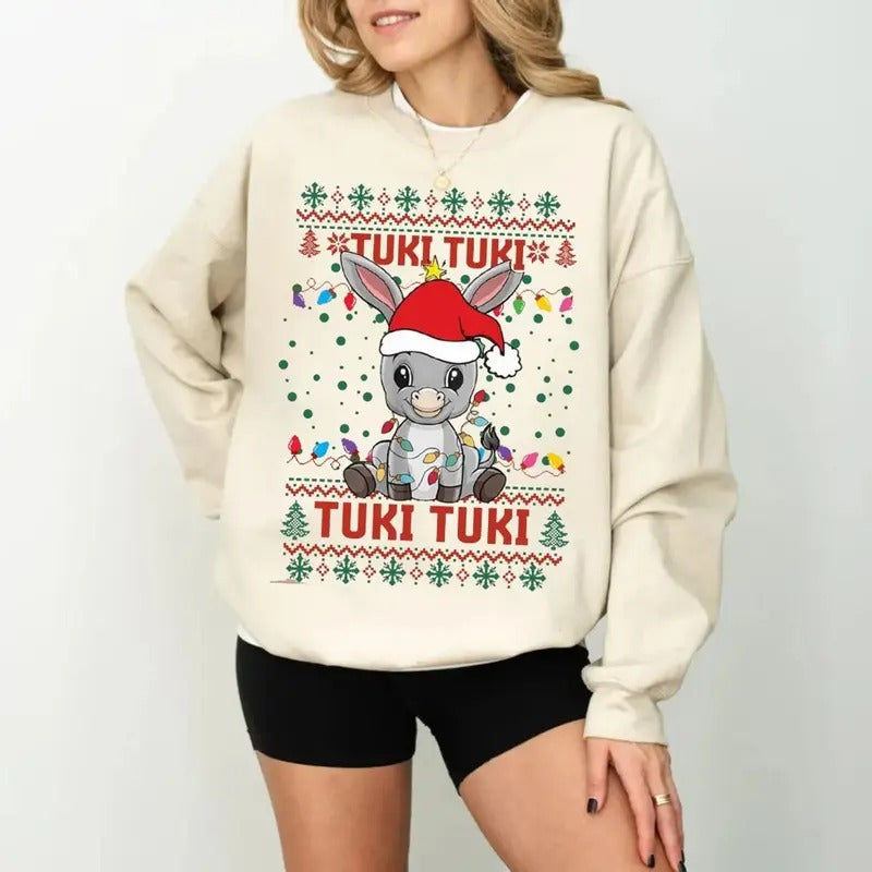 Mexican Christmas Donkey Shirt, Latina Christmas Sweatshirt, Tuki Tuki Donkey Latino Christmas Tshirt, Feliz Navidad,...