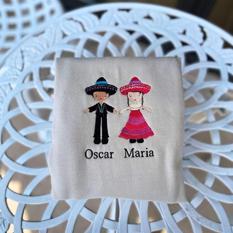 Mexican Couple Embroidered Sweater, Customized Name T-Shirts, Hoodie, Sweatshirt | WearSparks.com
