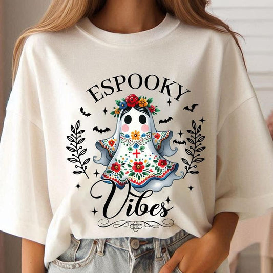 Mexican Halloween Espooky Vibes Mexican Boo Ghost T-shirt T-shirt, Aqui Espantan Concha Conchas Ghost T-shirt, Regalos Es...