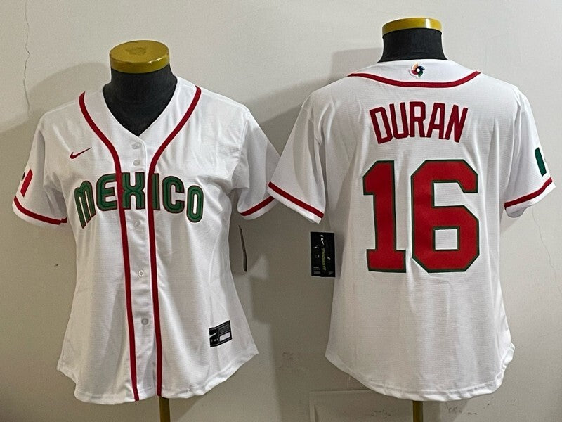 Mexico Baseball #16 Jarren Duran White 2026 World Baseball Classic 26 World Cup Women