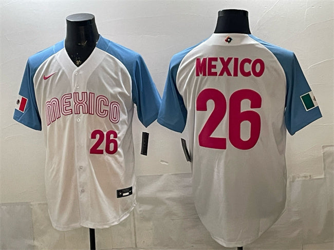 Mexico Baseball #26 Mexico White 2026 World Baseball Classic Home Stadium