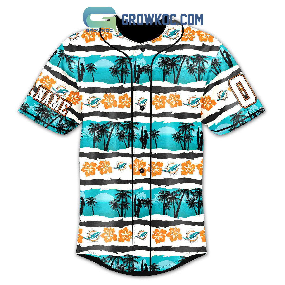 Miami Dolphins Hawaii Design Baseball Jersey