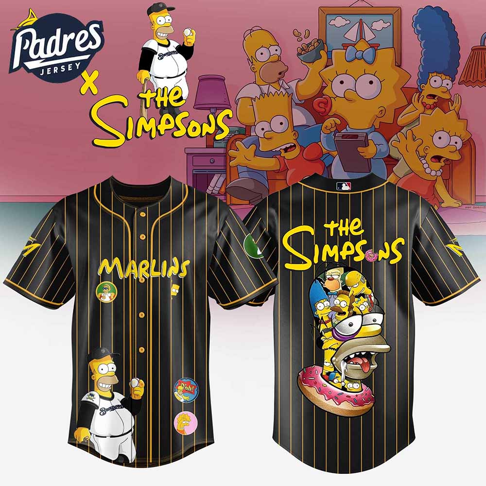Miami Marlins MLB x The Simpsons Baseball Jersey Style - Padres Jersey Oasis: Elevate Your Baseball Style Game... (Image 1)