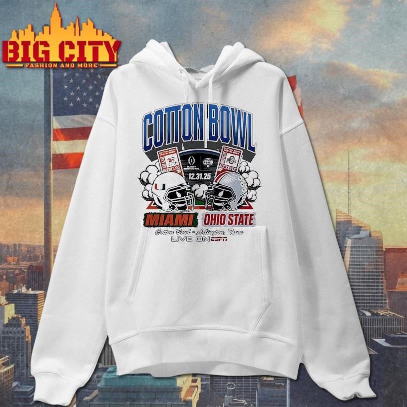 Miami vs Ohio State 2025 Cotton Bowl Matchup Helmet Shirt