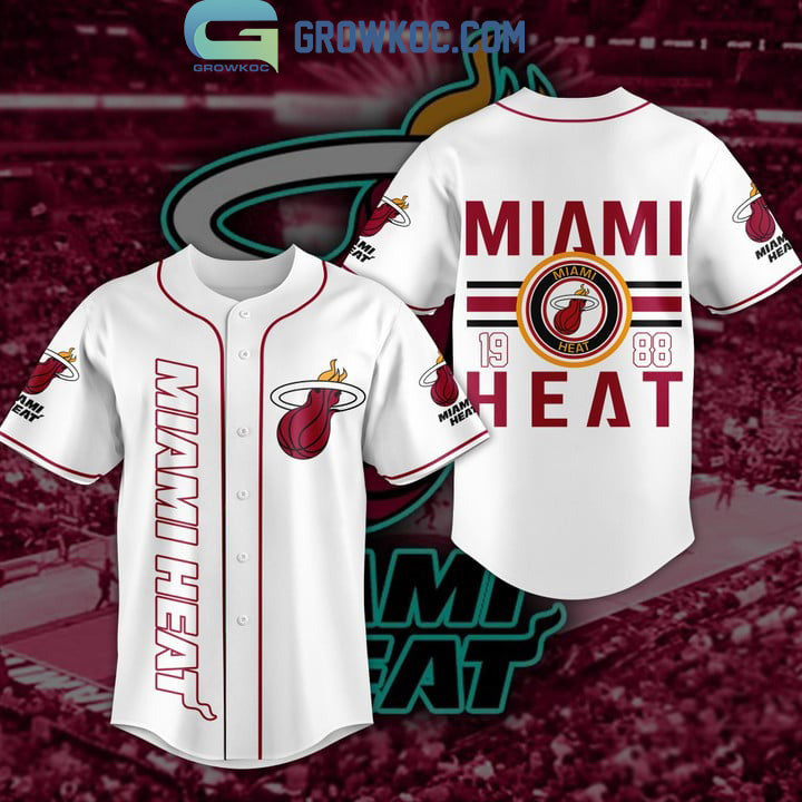 Miami Heat NBA 1988 White Red Baseball Jersey