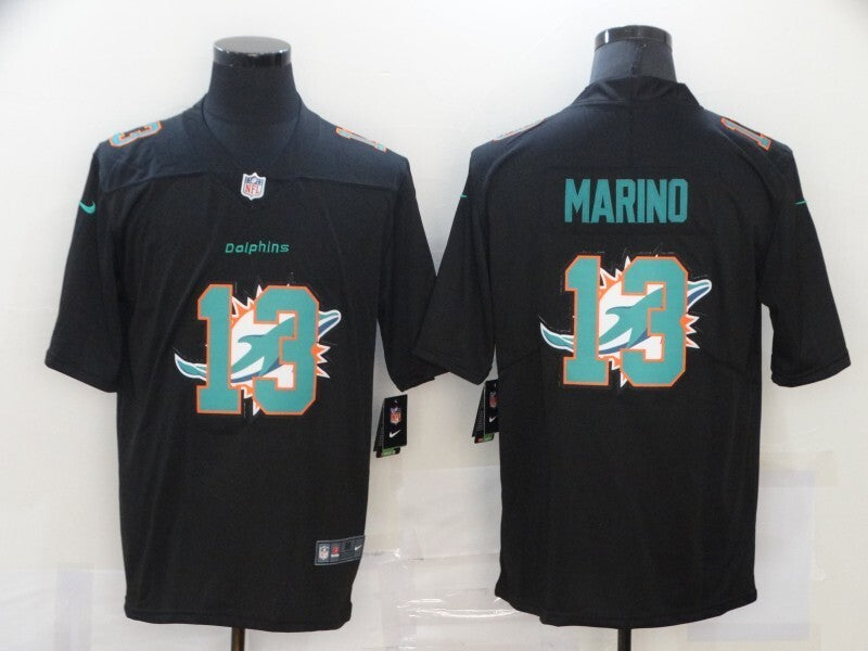 Miami Dolphins #13 Dan Marino Black Shadow 807