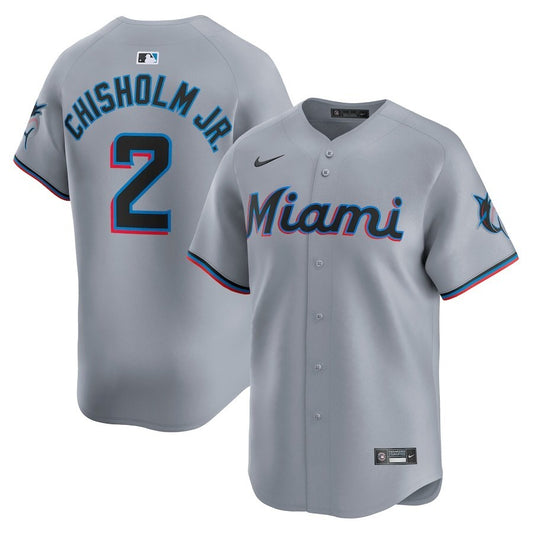 Miami Marlins #2 Jazz Chisholm Jr. Road Limited Player Jersey – Gray