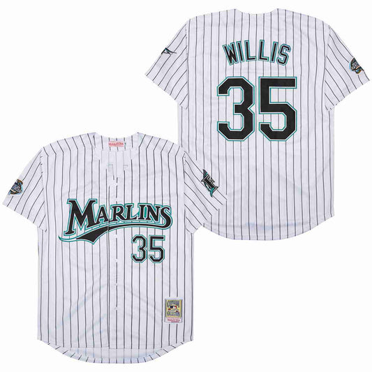 Miami Marlins #35 Dontrelle Willis Marlins 35 White Black Retro
