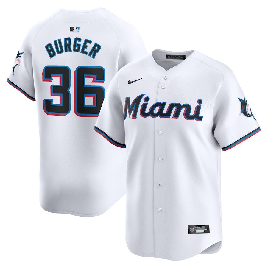Miami Marlins #36 Jake Burger Home Limited Player Jersey - White Style 1